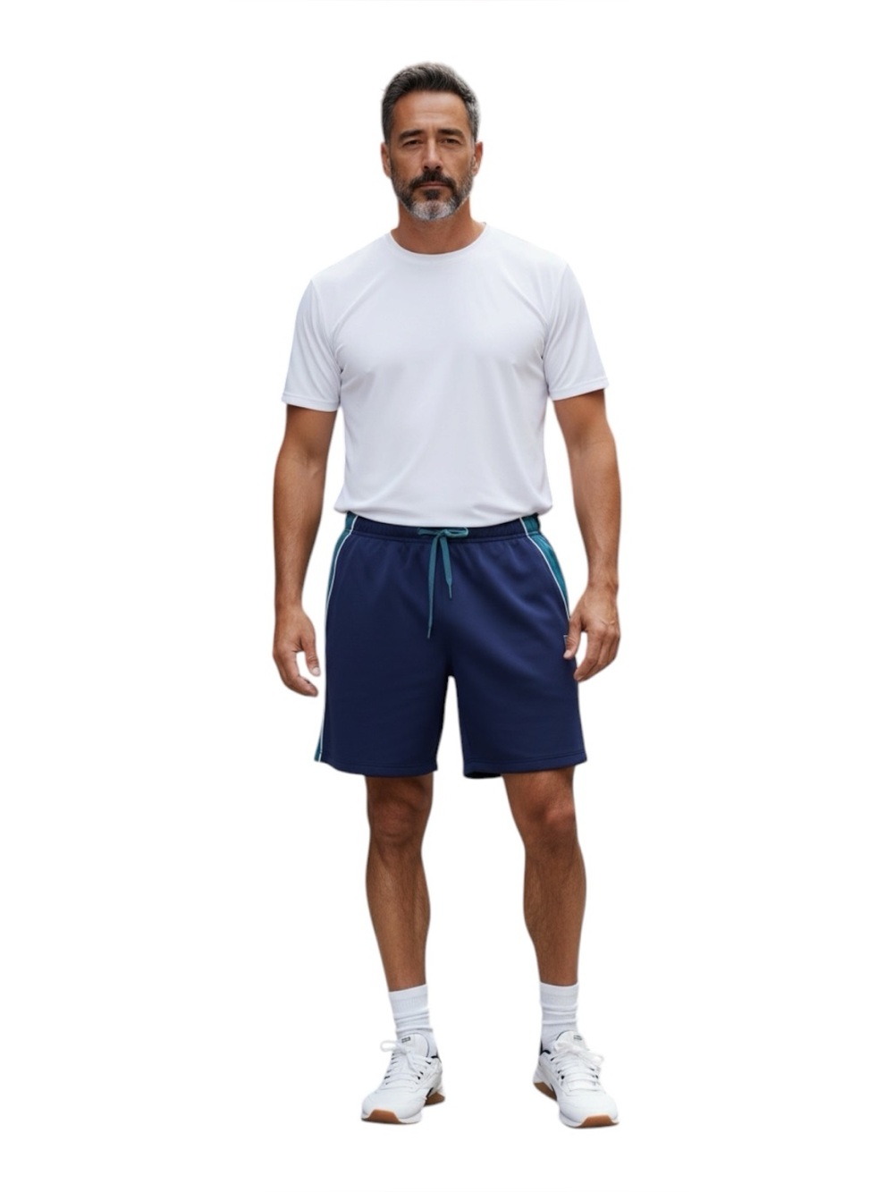 Reebok Men's Navy Shorts with Teal Accent Strip